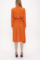 Orange Wide cut pleat detail shirt dress 93828