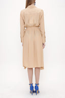 Beige Wide cut pleat detail shirt dress 93828