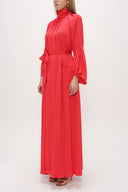 Red Tie collar maxi dress  93830