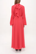 Red Tie collar maxi dress  93830