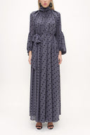 Spotted Tie collar maxi dress  93830
