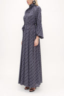 Spotted Tie collar maxi dress  93830