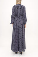 Spotted Tie collar maxi dress  93830
