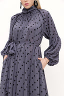 Spotted Tie collar maxi dress  93830