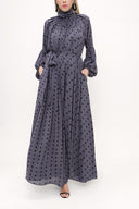 Spotted Tie collar maxi dress  93830