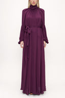 Burgundy Tie collar maxi dress  93830