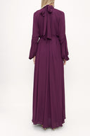 Burgundy Tie collar maxi dress  93830