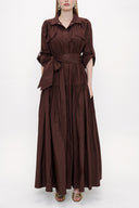 Brown Wide cut maxi shirt dress 93835