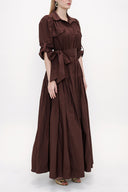 Brown Wide cut maxi shirt dress 93835