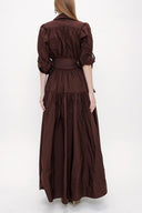 Brown Wide cut maxi shirt dress 93835