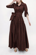 Brown Wide cut maxi shirt dress 93835