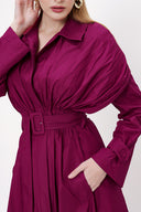 Fuchsia Pucker detail shirt dress 93843