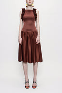 Brown Sleeveless slim fit dress 93901