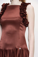 Brown Sleeveless slim fit dress 93901