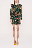 Patterned Shoulder pad mini dress 93910