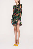 Patterned Shoulder pad mini dress 93910