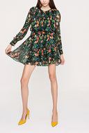 Patterned Shoulder pad mini dress 93910