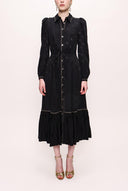 Black Embroidered shirt dress 93912