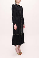 Black Embroidered shirt dress 93912
