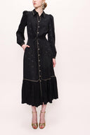 Black Embroidered shirt dress 93912