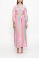 Striped balloon sleevless dress 93918