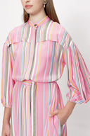 Striped balloon sleevless dress 93918