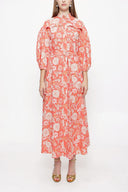 Patterned balloon sleevless dress 93918