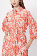 Patterned balloon sleevless dress 93918