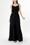 Black Sleevless lace vual dress 93928