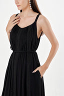 Black Sleevless lace vual dress 93928