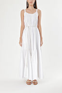 White Sleevless lace vual dress 93928