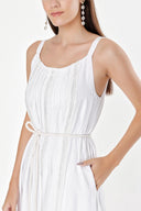 White Sleevless lace vual dress 93928