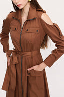Brown Zipped long dress 93931