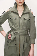 Khaki Zipped long dress 93931