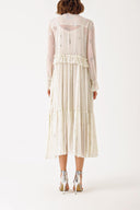 Ecru Walloon detailed loose-fitting dress 93936