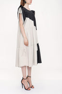 Black Beige Kontrast colorful shirred dress 93944