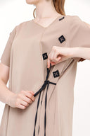 Beige belted dress 93946