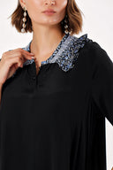 Black Emrodried details dress 93948