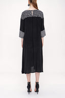 Black printed fabric  mix dress 93950