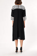 Black White printed fabric  mix dress 93950