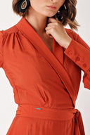 Orange wrapped long dress 93975