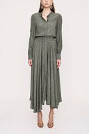 Khaki Pleated midi dress 93978