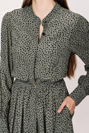 Khaki Pleated midi dress 93978