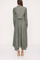 Khaki Pleated midi dress 93978