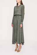 Khaki Pleated midi dress 93978