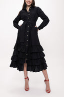 Black Fırılled long shirt  dress 93979