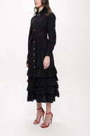 Black Fırılled long shirt  dress 93979