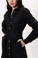 Black Fırılled long shirt  dress 93979