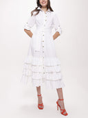 White Fırılled long shirt  dress 93979