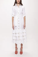 White Fırılled long shirt  dress 93979